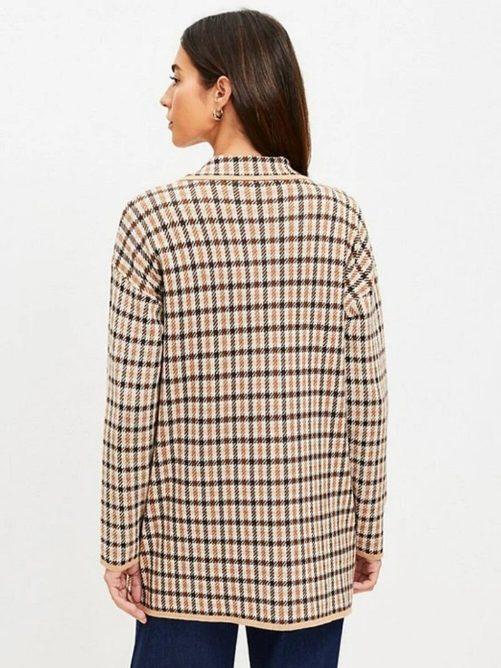 NWT Plaid Open Sweater Blazer  Size Large By Loft By Ann Taylor - Picture 7 of 7